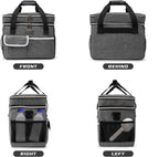 Dog Travel Bag for Supplies - Double-Layer Airline Approved Weekend Pet Travel Organizer Set for Dog and Cat Tote with 2 Pet Food Containers and 2 Collapsible Silicone Bowls Grey