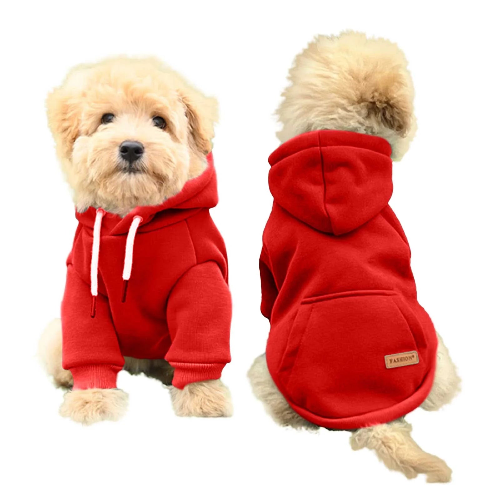 Dog Sweaters for Small Dogs, Fall Warm Dogs Boy Clothes Sweater, Medium Puppy with Pocket Fleece for Small Dog Girl Winter Hoodie Pet Clothes, Pet Supplies Red