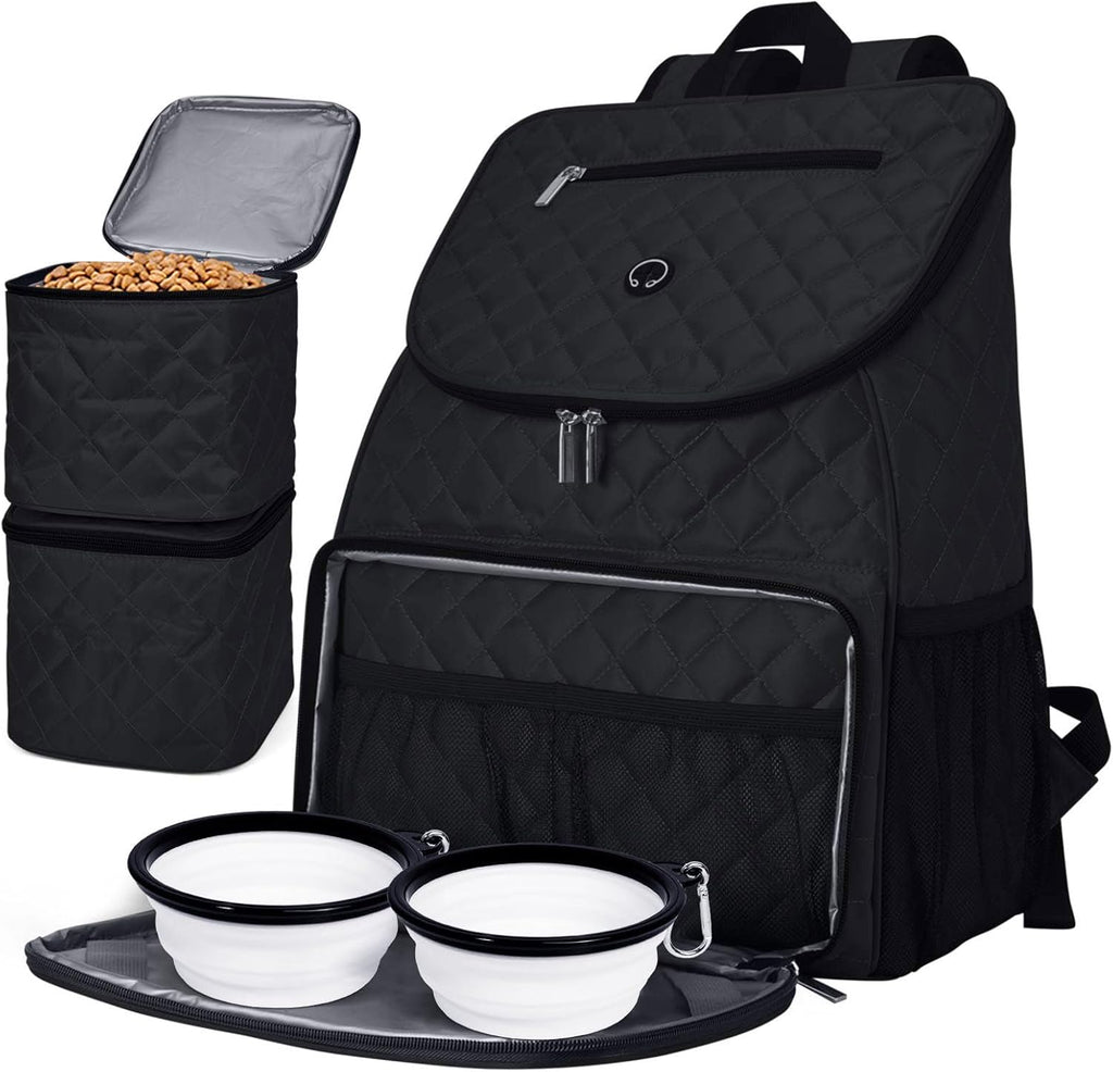 Dog Travel Bag,Airline Approved Pet Supplies Backpack, Dog Travel Backpack with 2 Silicone Collapsible Bowls and 2 Food Baskets.