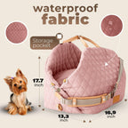 Dog Car Seat for Small Dogs – 3-In-1 Travel Carrier, Booster & Dog Bed for Car – Washable, Anti-Slip, Safety Straps – Fits Front & Back Seats – Cozy Pet Car Seat up to 25 Lbs – Pink