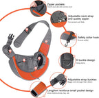 Pet Dog Sling Carrier Adjustable Strap, Zipper Opening Can Soothe Pets, Free Hands Puppy Sling Bag with Safety Leash, Small Dog Crossbody Bag for Outdoor Travel (M (Up to 10 Lbs),Orange)