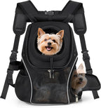 Pet Dog Carrier Backpack Small Dog Front Backpack Ventilated Mesh Dog Travel Back Pack with Safety Belt for Travel Hiking Cycling Outdoor Adventures (Size L: 10-14 Lbs, Rethink Pink)