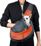 Pet Dog Sling Carrier Adjustable Strap, Zipper Opening Can Soothe Pets, Free Hands Puppy Sling Bag with Safety Leash, Small Dog Crossbody Bag for Outdoor Travel (M (Up to 10 Lbs),Orange)
