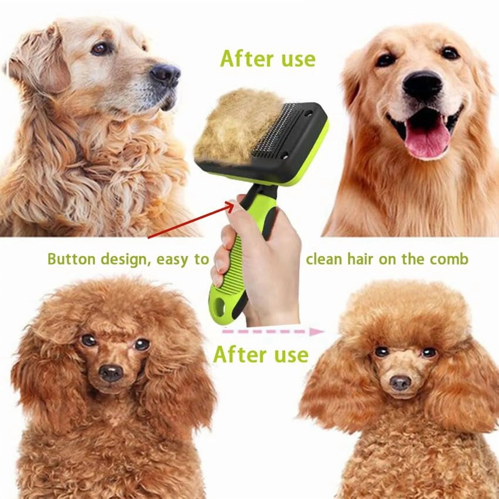 3PCS Dog Grooming Kit - Deshedding Brush, Slicker Brush, Bath Brush and Comb for Pet Supplies (Green Black)
