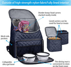 Dog Travel Bag,Airline Approved Pet Supplies Backpack, Dog Travel Backpack with 2 Silicone Collapsible Bowls and 2 Food Baskets.