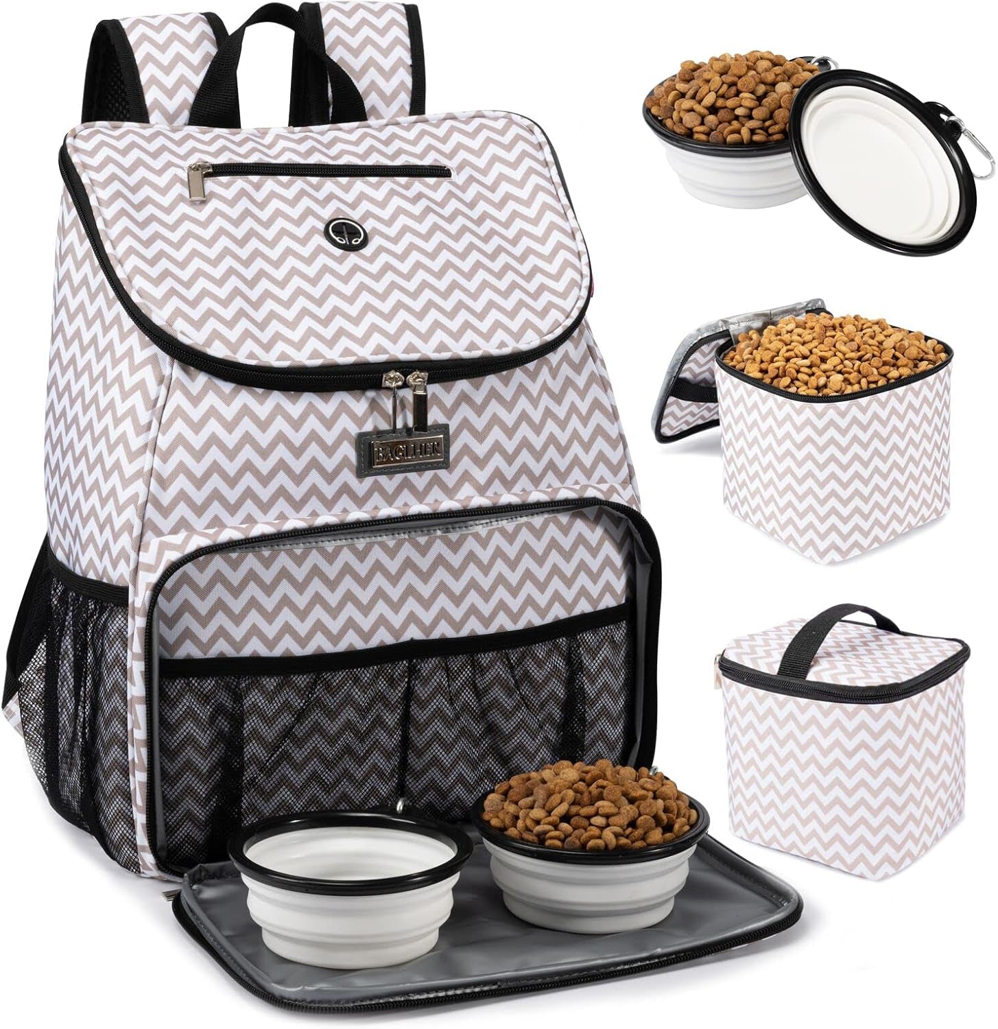 Dog Travel Bag,Airline Approved Pet Supplies Backpack, Dog Travel Backpack with 2 Silicone Collapsible Bowls and 2 Food Baskets.