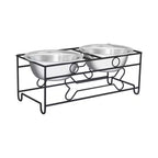 40 Oz. Stainless Steel Elevated Pet Bowls with 6.5 In. Tall Stand (Set of 2)