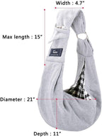 Dog and Cat Sling Carrier - Hands Free Reversible Pet Papoose Bag - Soft Pouch and Tote Design - Suitable for Puppy, Small Dogs Cats Outdoor (Grey, Adjust Strap 1.0)