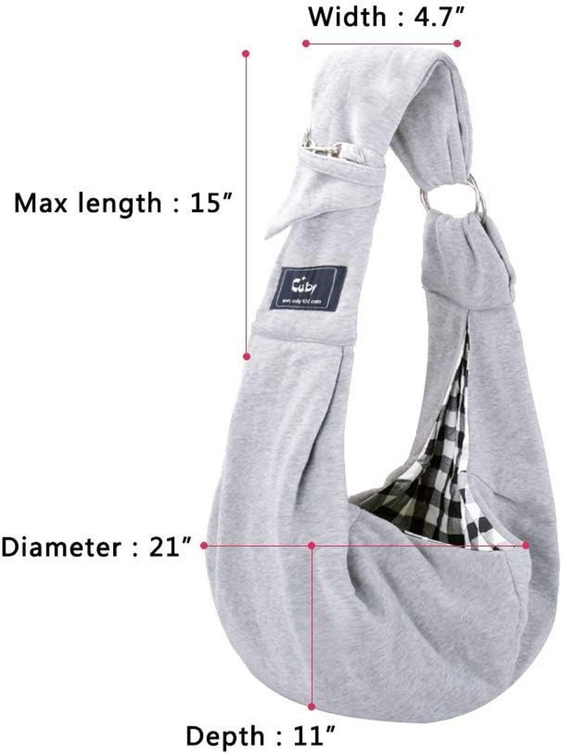 Dog and Cat Sling Carrier - Hands Free Reversible Pet Papoose Bag - Soft Pouch and Tote Design - Suitable for Puppy, Small Dogs Cats Outdoor (Grey, Adjust Strap 1.0)