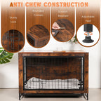 Dog Crate Furniture Kennel, Medium/Large Dog 38.5 Inch Doble Dog Crate with Storage Drawers, Modern Side End Table Indoor Wooden Dog House Heavy Duty for Brown