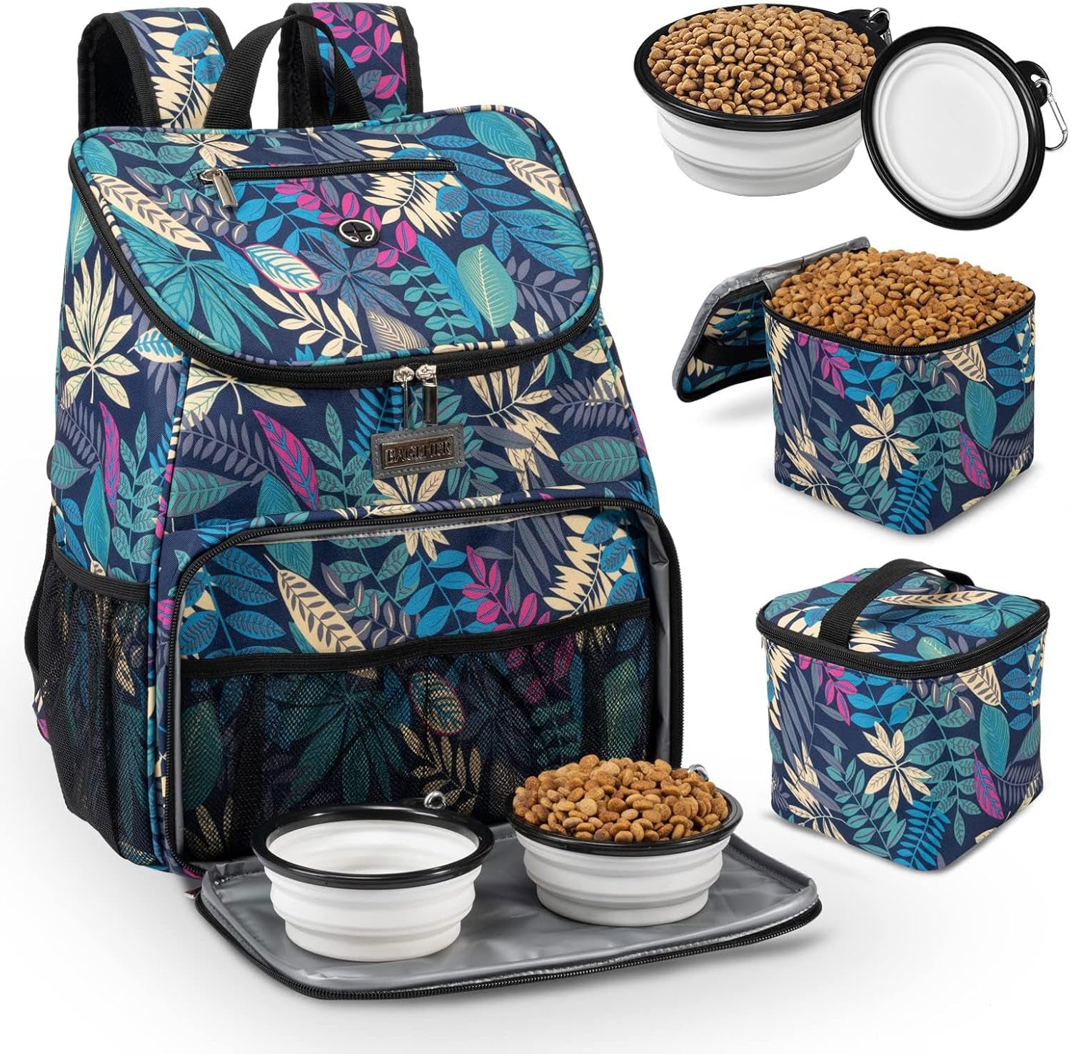 Dog Travel Bag,Airline Approved Pet Supplies Backpack, Dog Travel Backpack with 2 Silicone Collapsible Bowls and 2 Food Baskets.