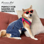 Denim Overall - Blue Dog Jeans Outfit - Breathable Puppy Jumpsuit Costumes - Machine Washable Overall for Dogs - Dog Clothes for Small Dogs - S