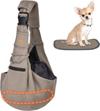 Dog and Cat Sling Carrier - Hands Free Reversible Pet Papoose Bag - Soft Pouch and Tote Design - Suitable for Puppy, Small Dogs Cats Outdoor (Grey, Adjust Strap 1.0)
