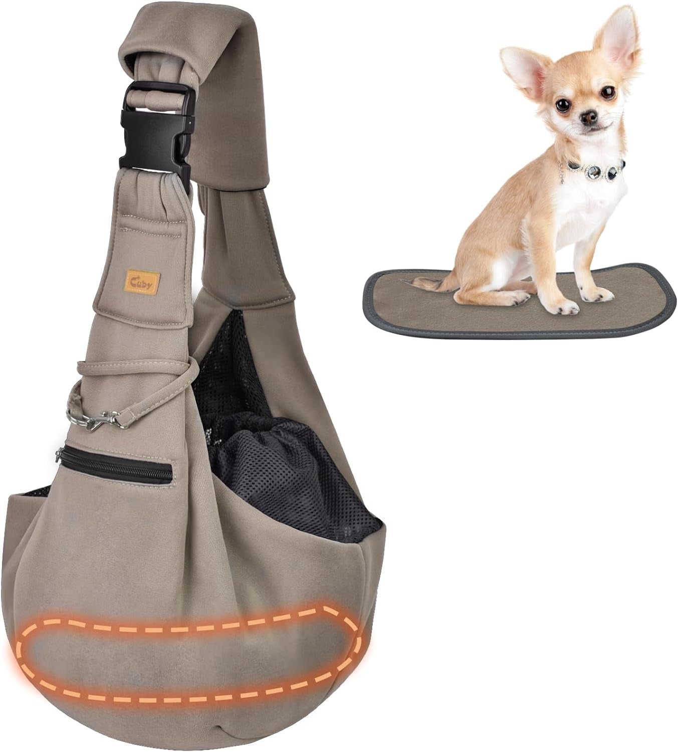 Dog and Cat Sling Carrier - Hands Free Reversible Pet Papoose Bag - Soft Pouch and Tote Design - Suitable for Puppy, Small Dogs Cats Outdoor (Grey, Adjust Strap 1.0)