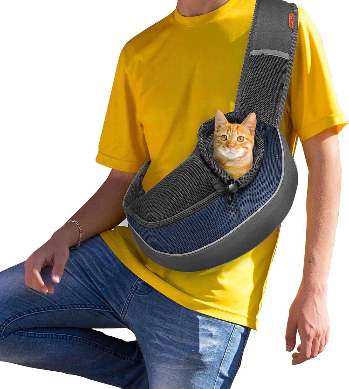 Pet Sling Carrier for Small Dogs Cats,Breathable Mesh Travelling Hand Free Puppy Backpack with Pouch and Adjustable Strap Carrier