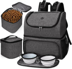 Dog Travel Bag,Airline Approved Pet Supplies Backpack, Dog Travel Backpack with 2 Silicone Collapsible Bowls and 2 Food Baskets.