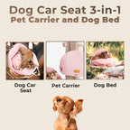Dog Car Seat for Small Dogs – 3-In-1 Travel Carrier, Booster & Dog Bed for Car – Washable, Anti-Slip, Safety Straps – Fits Front & Back Seats – Cozy Pet Car Seat up to 25 Lbs – Pink