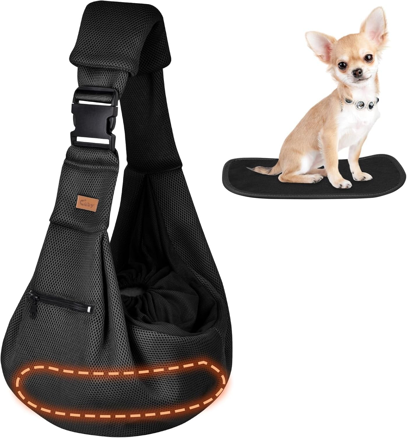Dog and Cat Sling Carrier - Hands Free Reversible Pet Papoose Bag - Soft Pouch and Tote Design - Suitable for Puppy, Small Dogs Cats Outdoor (Grey, Adjust Strap 1.0)