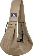 Dog and Cat Sling Carrier - Hands Free Reversible Pet Papoose Bag - Soft Pouch and Tote Design - Suitable for Puppy, Small Dogs Cats Outdoor (Grey, Adjust Strap 1.0)