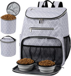 丨Dog Travel Bag Backpack, Airline Approved Pet Supplies Backpack, Dog Travel Backpack with 2 Silicone Collapsible Bowls and 2 Food Baskets. Black