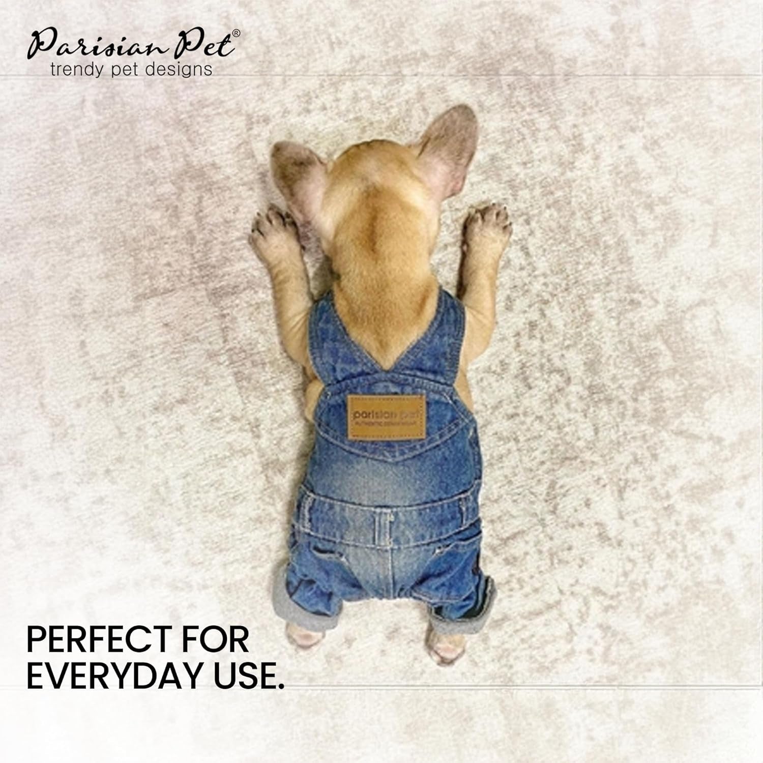 Denim Overall - Blue Dog Jeans Outfit - Breathable Puppy Jumpsuit Costumes - Machine Washable Overall for Dogs - Dog Clothes for Small Dogs - S