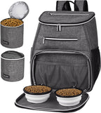 丨Dog Travel Bag Backpack, Airline Approved Pet Supplies Backpack, Dog Travel Backpack with 2 Silicone Collapsible Bowls and 2 Food Baskets. Black