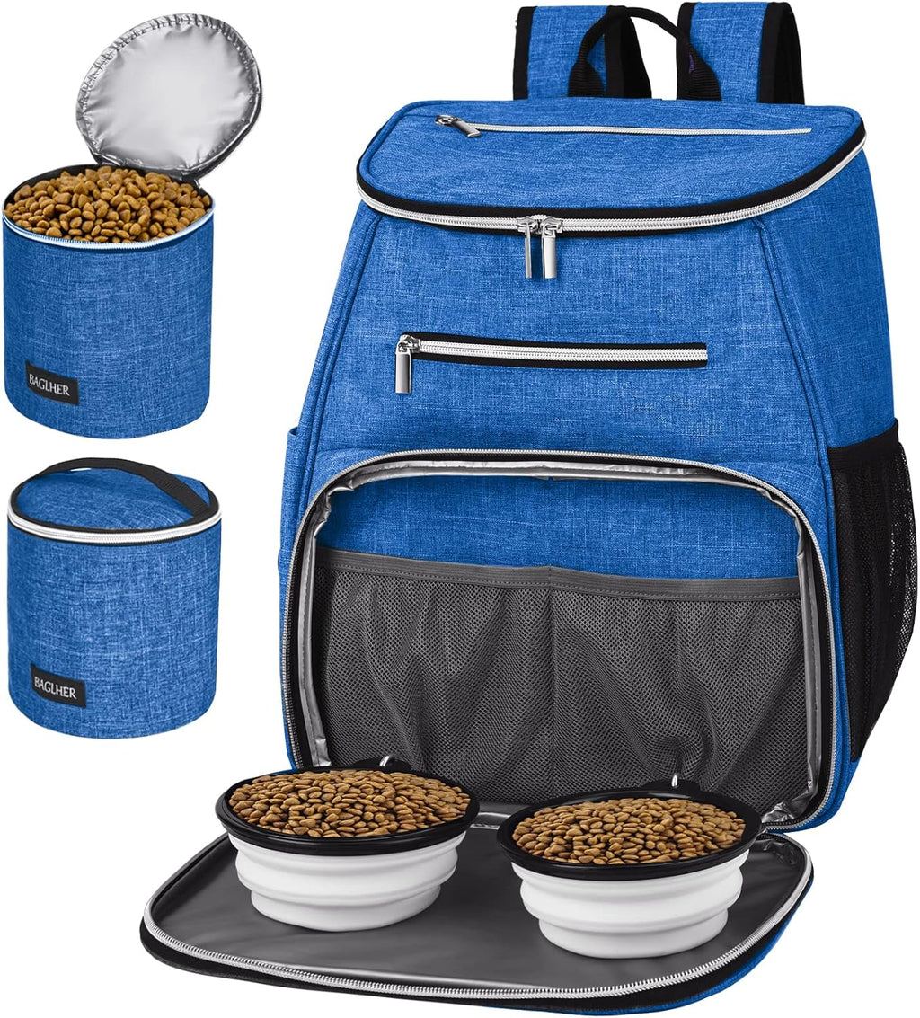 丨Dog Travel Bag Backpack, Airline Approved Pet Supplies Backpack, Dog Travel Backpack with 2 Silicone Collapsible Bowls and 2 Food Baskets. Black
