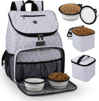 Dog Travel Bag,Airline Approved Pet Supplies Backpack, Dog Travel Backpack with 2 Silicone Collapsible Bowls and 2 Food Baskets.