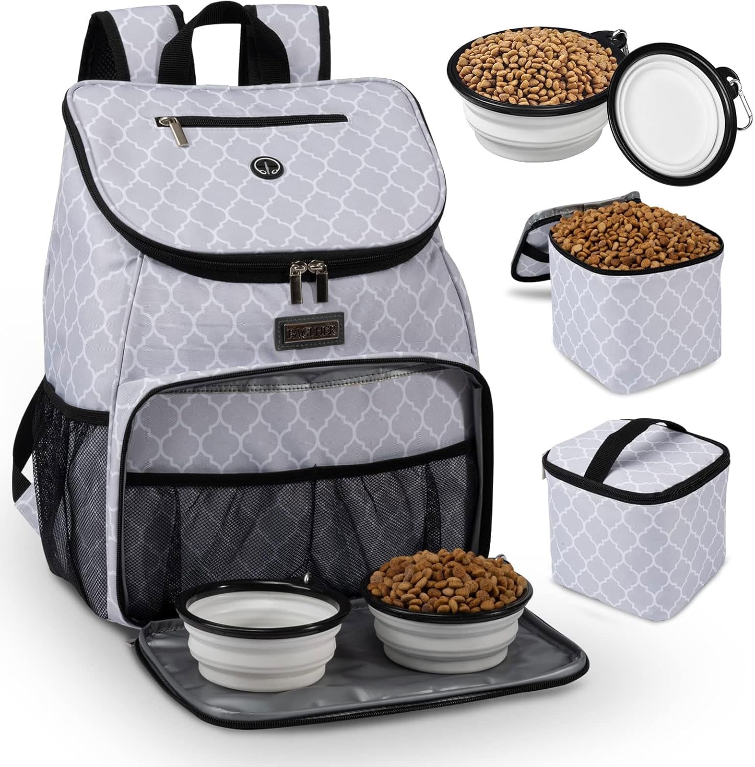 Dog Travel Bag,Airline Approved Pet Supplies Backpack, Dog Travel Backpack with 2 Silicone Collapsible Bowls and 2 Food Baskets.