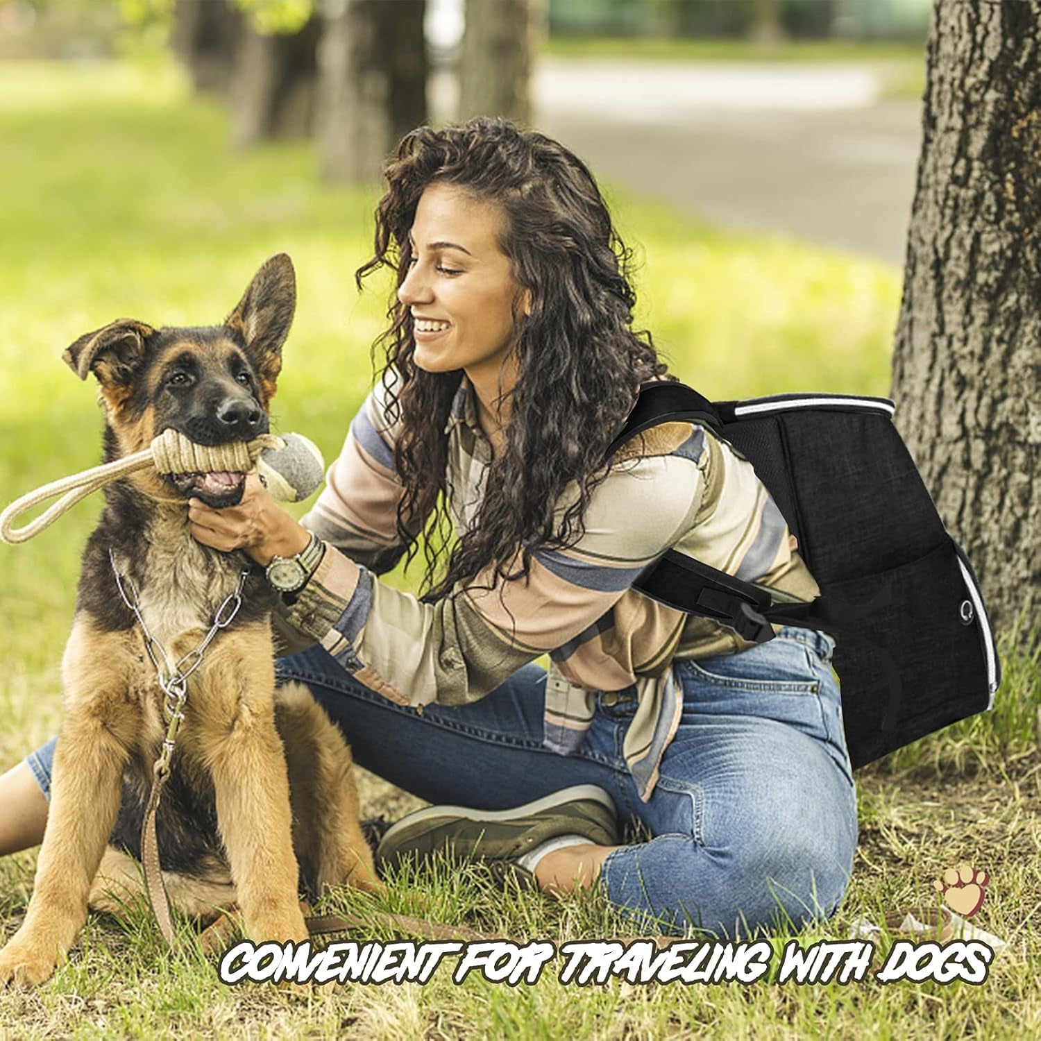 丨Dog Travel Bag Backpack, Airline Approved Pet Supplies Backpack, Dog Travel Backpack with 2 Silicone Collapsible Bowls and 2 Food Baskets. Black