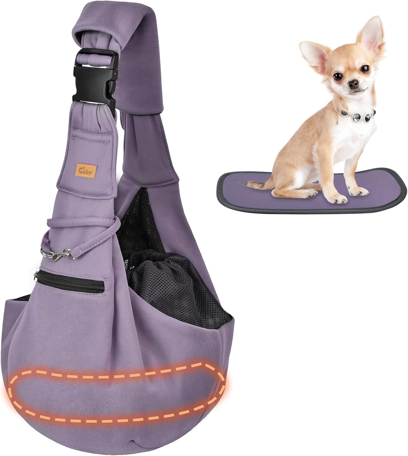 Dog and Cat Sling Carrier - Hands Free Reversible Pet Papoose Bag - Soft Pouch and Tote Design - Suitable for Puppy, Small Dogs Cats Outdoor (Grey, Adjust Strap 1.0)