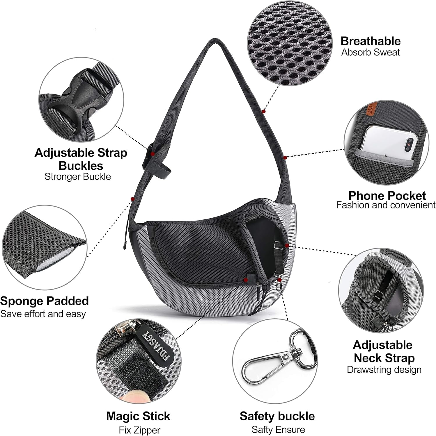 Pet Sling Carrier for Small Dogs Cats,Breathable Mesh Travelling Hand Free Puppy Backpack with Pouch and Adjustable Strap Carrier