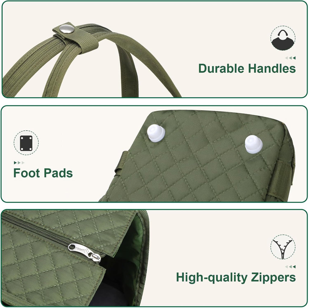 Dog Purse Carrier, Dog Carrier with Pockets for Small Dogs, Fits Dogs 5.5 Lbs to 11 Lbs, Cat and Puppies Tote Bag, Outing, Travel, Vet, Green