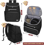 丨Dog Travel Bag Backpack, Airline Approved Pet Supplies Backpack, Dog Travel Backpack with 2 Silicone Collapsible Bowls and 2 Food Baskets. Black