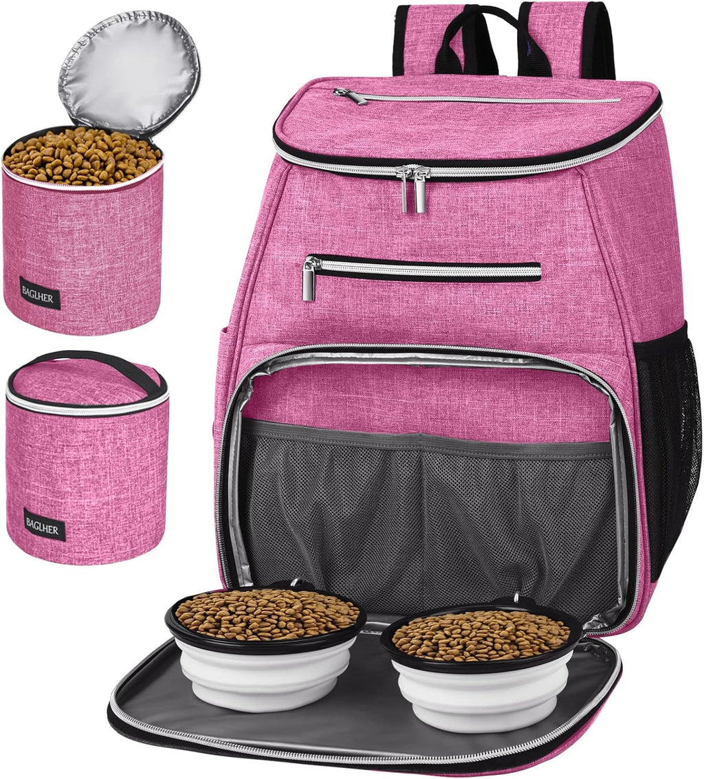 丨Dog Travel Bag Backpack, Airline Approved Pet Supplies Backpack, Dog Travel Backpack with 2 Silicone Collapsible Bowls and 2 Food Baskets. Black