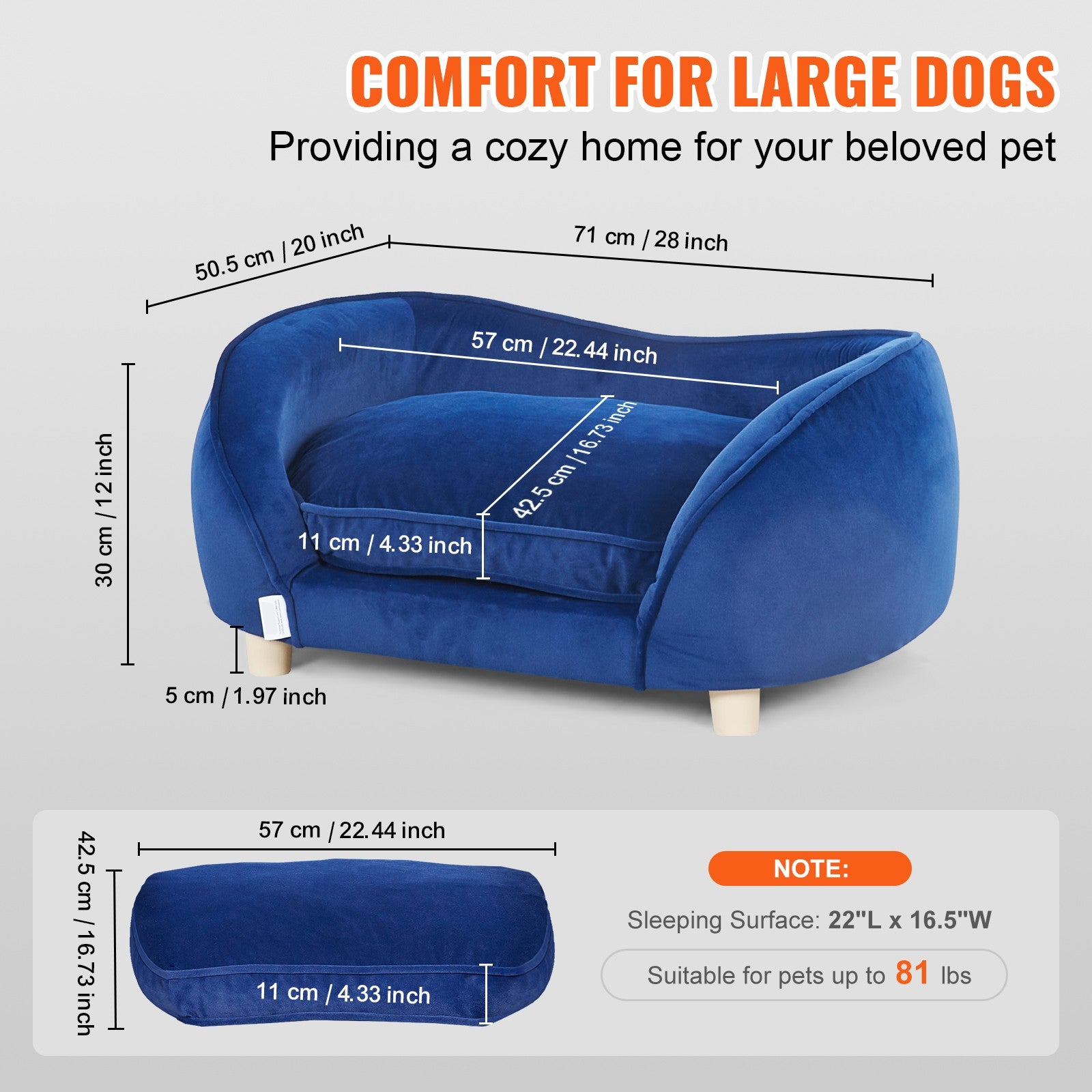 Uimoso Pet Sofa Dog Couch for Medium-Sized Dogs and Cats Dog Sofa Bed 81 Lbs
