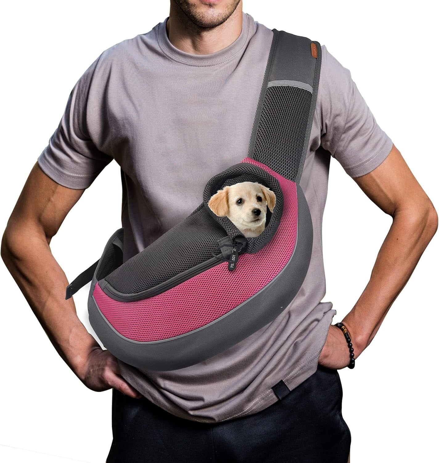 Pet Sling Carrier for Small Dogs Cats,Breathable Mesh Travelling Hand Free Puppy Backpack with Pouch and Adjustable Strap Carrier