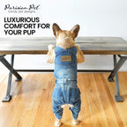 Denim Overall - Blue Dog Jeans Outfit - Breathable Puppy Jumpsuit Costumes - Machine Washable Overall for Dogs - Dog Clothes for Small Dogs - S