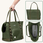 Dog Purse Carrier, Dog Carrier with Pockets for Small Dogs, Fits Dogs 5.5 Lbs to 11 Lbs, Cat and Puppies Tote Bag, Outing, Travel, Vet, Green