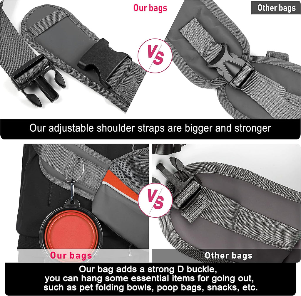 Pet Dog Sling Carrier Adjustable Strap, Zipper Opening Can Soothe Pets, Free Hands Puppy Sling Bag with Safety Leash, Small Dog Crossbody Bag for Outdoor Travel (M (Up to 10 Lbs),Orange)