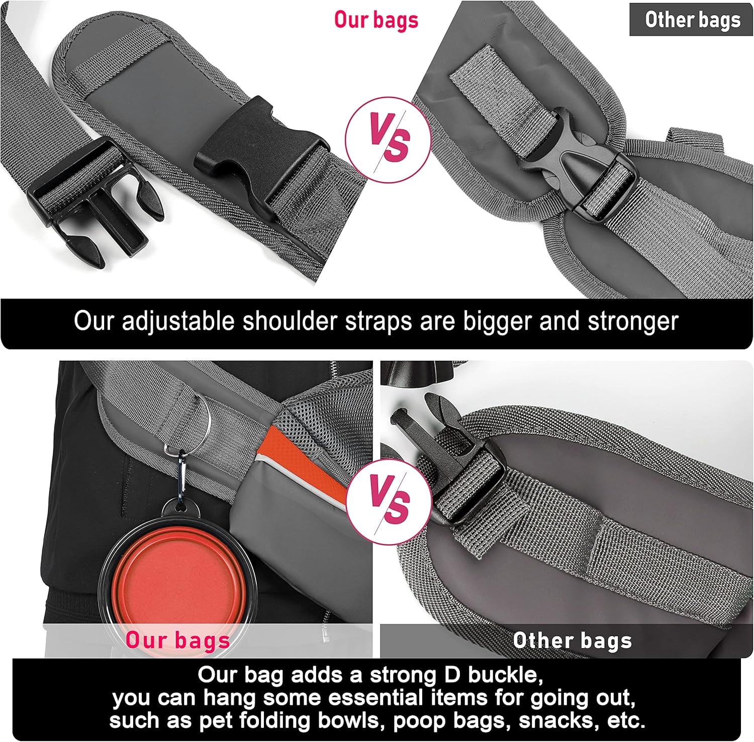 Pet Dog Sling Carrier Adjustable Strap, Zipper Opening Can Soothe Pets, Free Hands Puppy Sling Bag with Safety Leash, Small Dog Crossbody Bag for Outdoor Travel (M (Up to 10 Lbs),Orange)