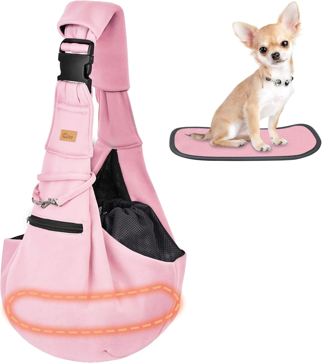 Dog and Cat Sling Carrier - Hands Free Reversible Pet Papoose Bag - Soft Pouch and Tote Design - Suitable for Puppy, Small Dogs Cats Outdoor (Grey, Adjust Strap 1.0)