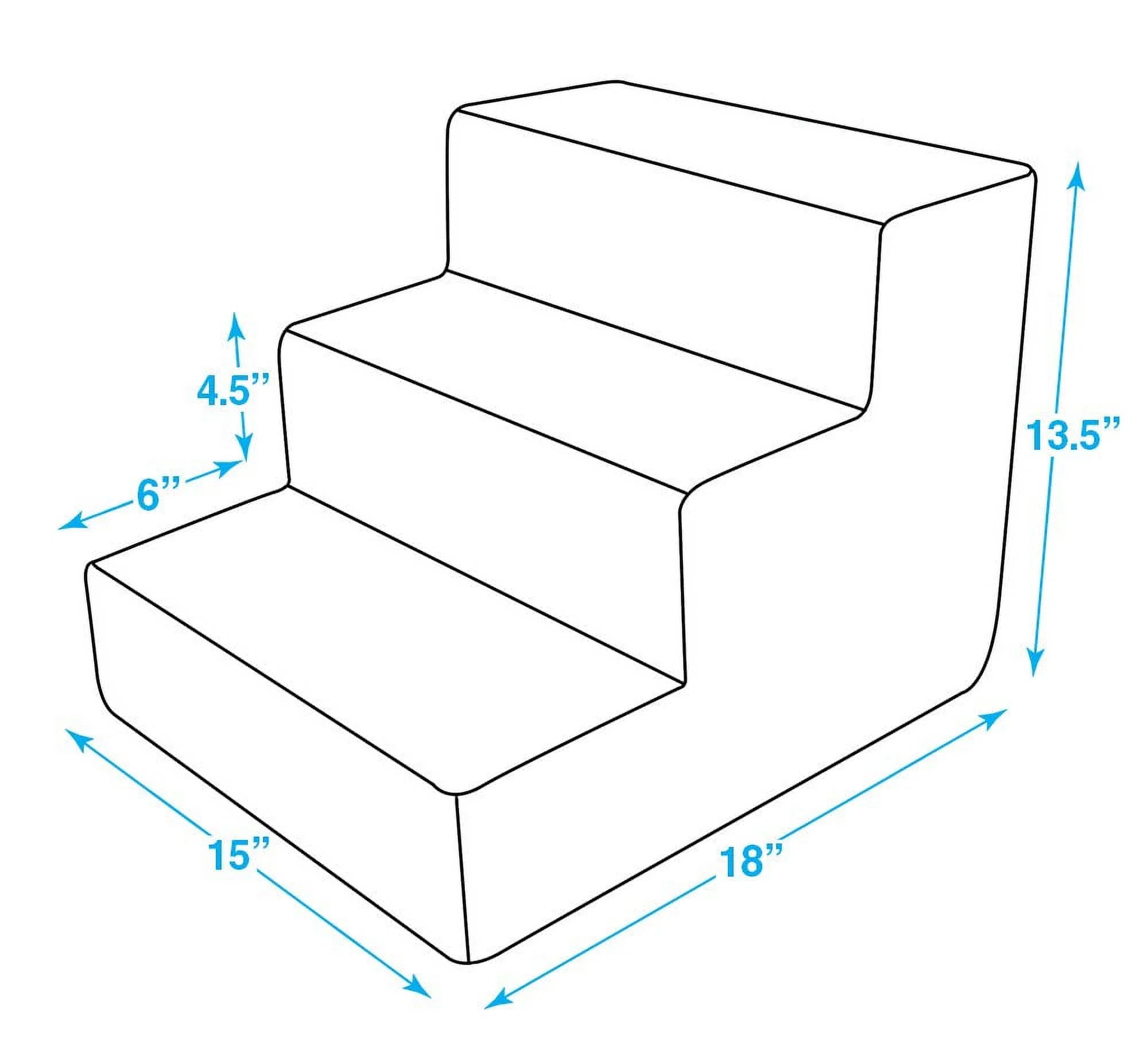 Foam Pet Steps for Small Dogs and Cats, Portable Ramp Stairs for Couch, Sofa, and High Bed Climbing, Non-Slip Balanced Indoor Step Support, Paw Safe - Ivory, 3-Step (H: 13.5")