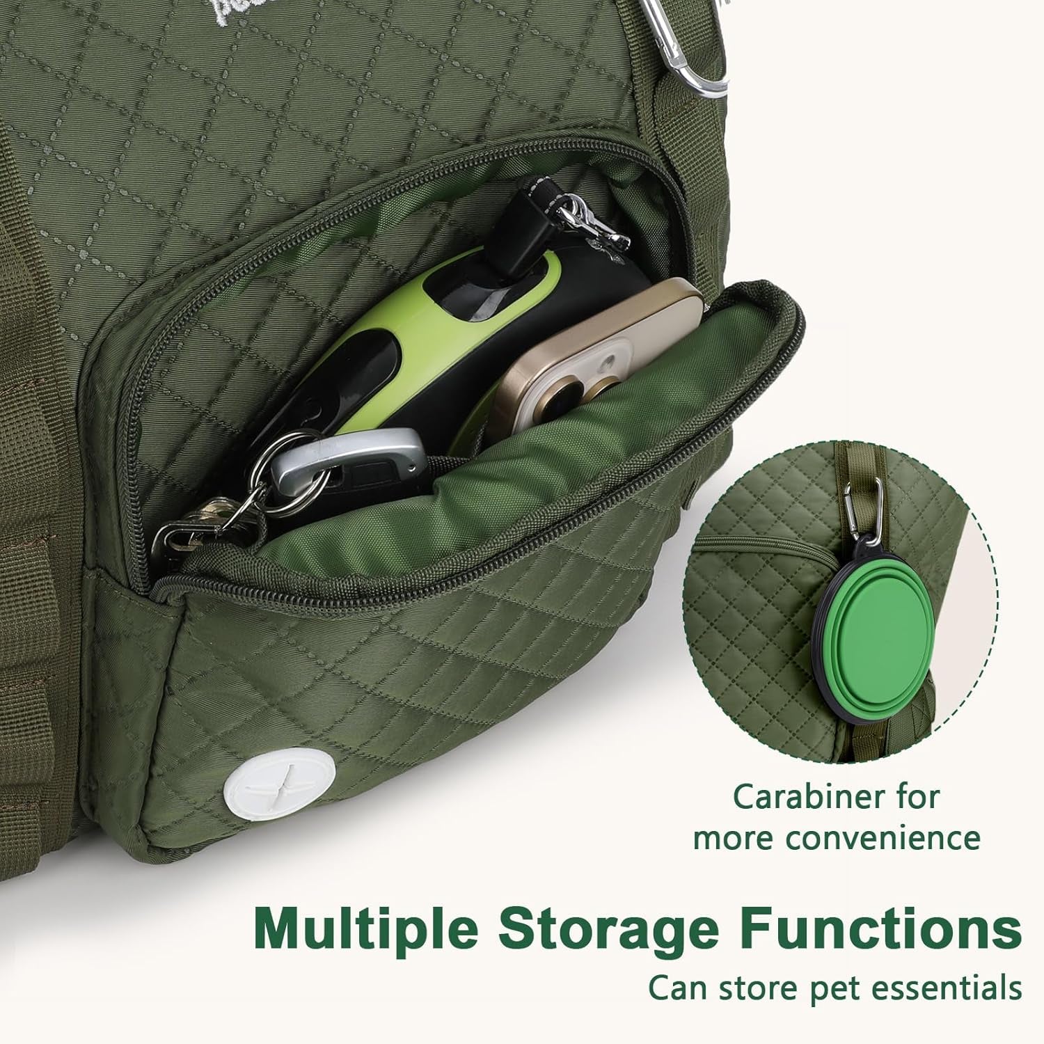 Dog Purse Carrier, Dog Carrier with Pockets for Small Dogs, Fits Dogs 5.5 Lbs to 11 Lbs, Cat and Puppies Tote Bag, Outing, Travel, Vet, Green