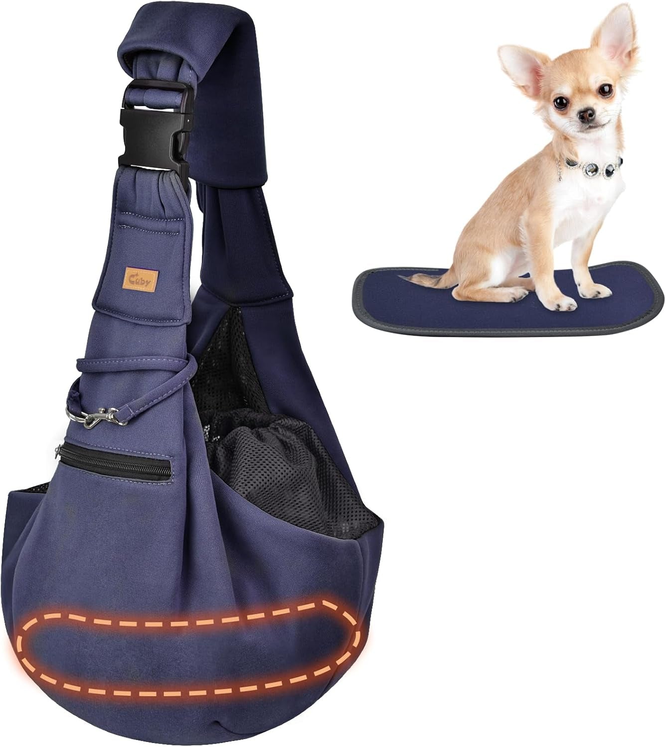 Dog and Cat Sling Carrier - Hands Free Reversible Pet Papoose Bag - Soft Pouch and Tote Design - Suitable for Puppy, Small Dogs Cats Outdoor (Grey, Adjust Strap 1.0)