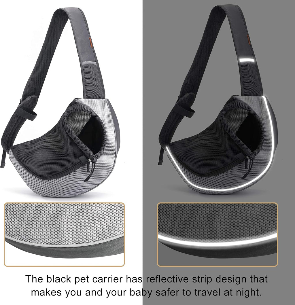 Pet Sling Carrier for Small Dogs Cats,Breathable Mesh Travelling Hand Free Puppy Backpack with Pouch and Adjustable Strap Carrier