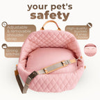 Dog Car Seat for Small Dogs – 3-In-1 Travel Carrier, Booster & Dog Bed for Car – Washable, Anti-Slip, Safety Straps – Fits Front & Back Seats – Cozy Pet Car Seat up to 25 Lbs – Pink
