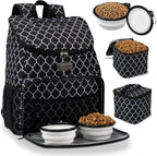Dog Travel Bag,Airline Approved Pet Supplies Backpack, Dog Travel Backpack with 2 Silicone Collapsible Bowls and 2 Food Baskets.