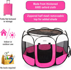 Portable Foldable Pet Playpen/Detachable Mesh Cover+Waterproof/Free Carrying Case+Free Travel Bowl/Indoor and Outdoor Use for Dog/Cat/Puppy/Rabbit