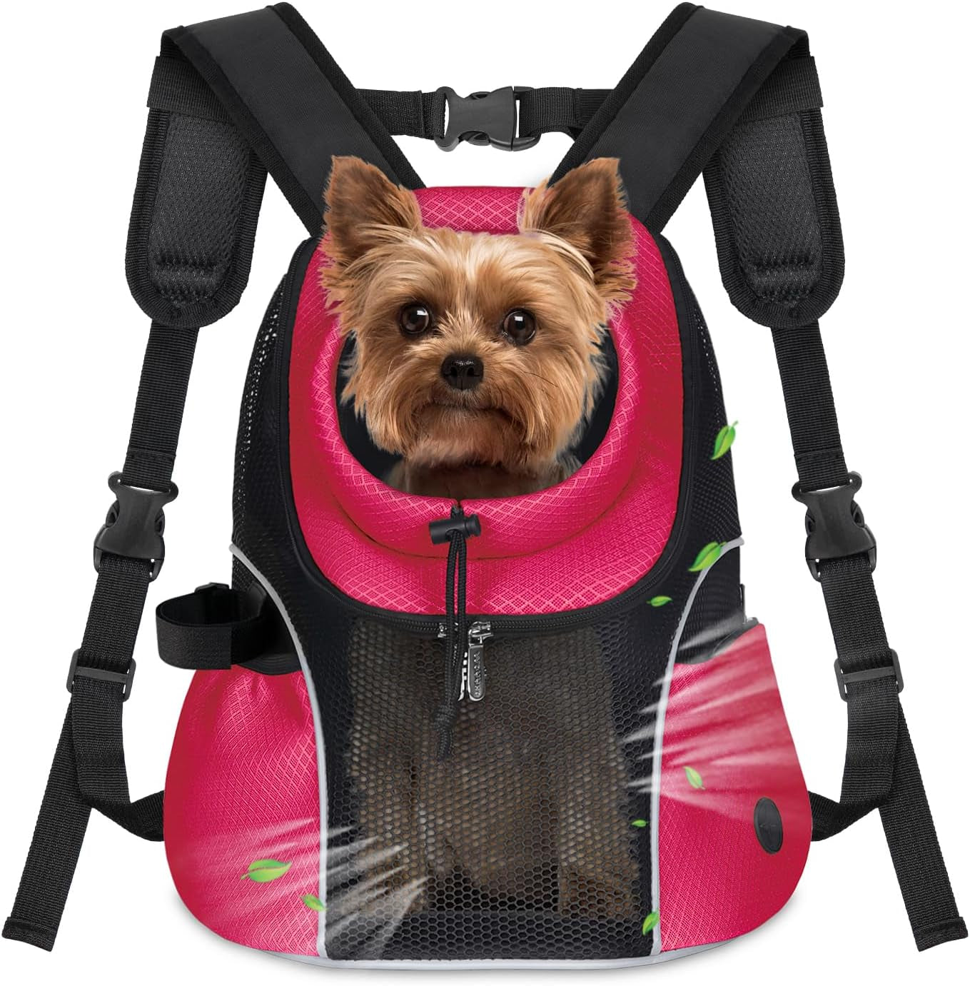Pet Dog Carrier Backpack Small Dog Front Backpack Ventilated Mesh Dog Travel Back Pack with Safety Belt for Travel Hiking Cycling Outdoor Adventures (Size L: 10-14 Lbs, Rethink Pink)
